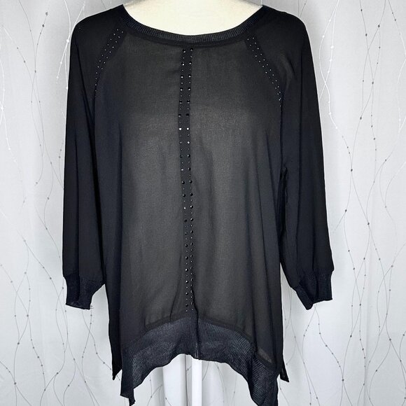 DKNY Jeans Woman's Black Sheer Blouse - Picture 1 of 2